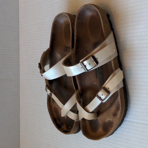 Birkenstock Shoes - Birkenstock Mayari Champagne Strappy Sandals 37/6